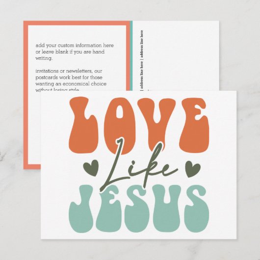 Retro stijl | Liefde als Jezus Briefkaart (Voorkant / Achterkant)