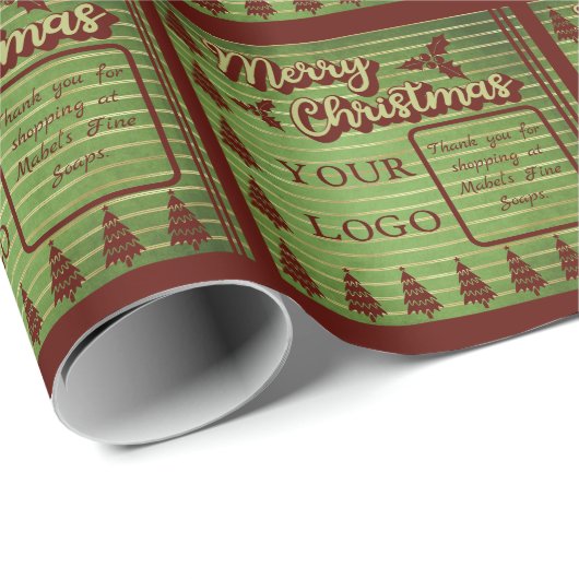 Retro  Stijl Logo of Fototekst Kerstmis Cadeaupapier (Rol Hoek)