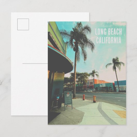 Retro stijl Long Beach Californië Uitnodiging Briefkaart (Voorkant / Achterkant)