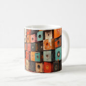 Retro-stijl luidsprekers omringd door rozen koffiemok (Voorkant rechts)