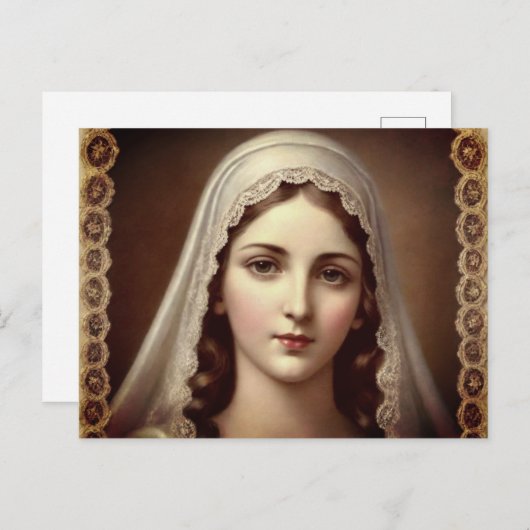 Retro stijl Maagd Maria Briefkaart (Voorkant / Achterkant)