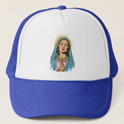 Retro Stijl Maagd Maria Trucker Hoed Pet (Voorkant)