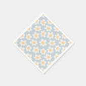 Retro stijl madeliefjes in bloei op blauwe achterg servet (Hoek)