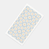 Retro stijl madeliefjes in bloei op blauwe achterg servet (Hoek)