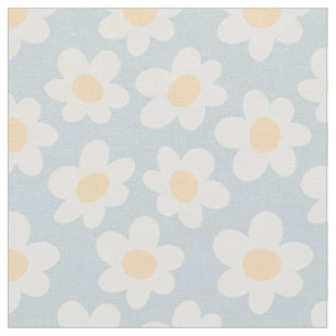 Retro stijl madeliefjes in bloei op blauwe achterg stof