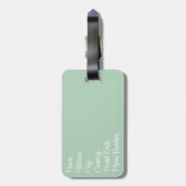 Retro stijl madeliefjes in bloei op groene achterg bagagelabel (Achterkant verticaal)