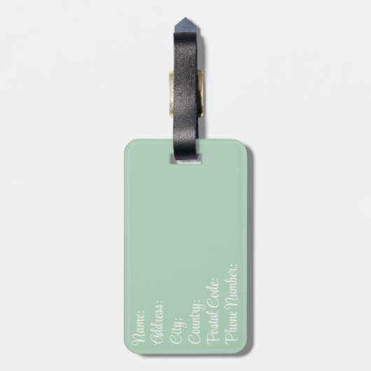 Retro stijl madeliefjes in bloei op groene achterg bagagelabel (Achterkant verticaal)