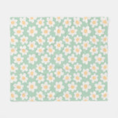 Retro stijl madeliefjes in bloei op groene achterg fleece deken (Voorkant (Horizontaal))