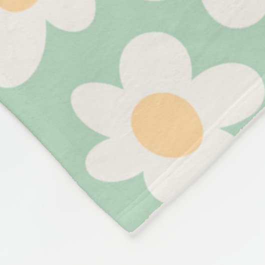 Retro stijl madeliefjes in bloei op groene achterg fleece deken (Hoek)