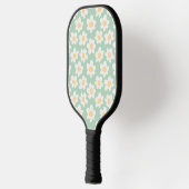 Retro stijl madeliefjes in bloei op groene achterg pickleball paddle (Links)