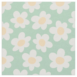 Retro stijl madeliefjes in bloei op groene achterg stof