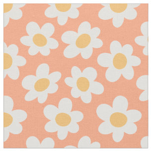 Retro stijl madeliefjes in bloei op oranje achterg stof