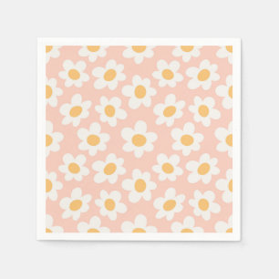 Retro stijl madeliefjes in bloei op roze achtergro servet