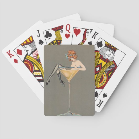 Retro-stijl Meisje in een Martini Glas Speelkaarte Pokerkaarten (Achterkant)