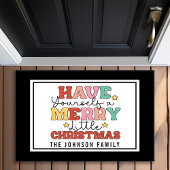 Retro-stijl monogram Merry Little Christmas Deurmat