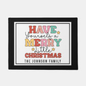 Retro-stijl monogram Merry Little Christmas Deurmat (Voorkant)
