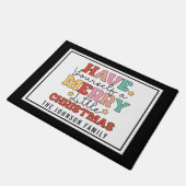 Retro-stijl monogram Merry Little Christmas Deurmat (Schuin)
