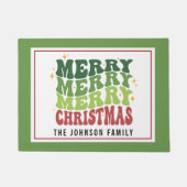 Retro Stijl Monogram Prettig Prettig Kerstmis Deurmat (Voorkant)