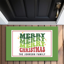 Retro Stijl Monogram Prettig Prettig Kerstmis Deurmat