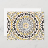 Retro stijl mosterd geel en zwart medaillon briefkaart (Voorkant / Achterkant)