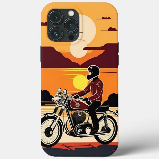 Retro-stijl motorrijder in Schilderachtig zonsonde Case-Mate iPhone Case (Achterkant)