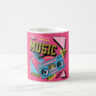 Retro stijl muziek boombox ontwerp koffiemok