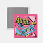 Retro stijl muziek boombox ontwerp magneet (Voorkant / Achterkant)