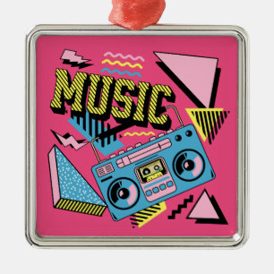 Retro stijl muziek boombox ontwerp metalen ornament