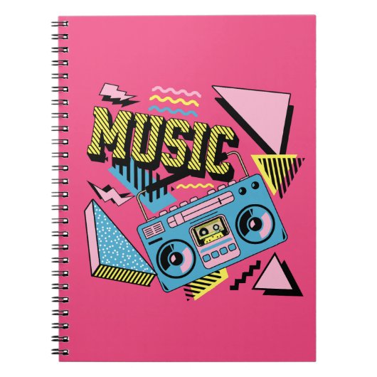 Retro stijl muziek boombox ontwerp notitieboek (Voorkant)