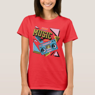 Retro stijl muziek boombox ontwerp t-shirt