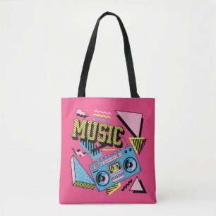 Retro stijl muziek boombox ontwerp tote bag
