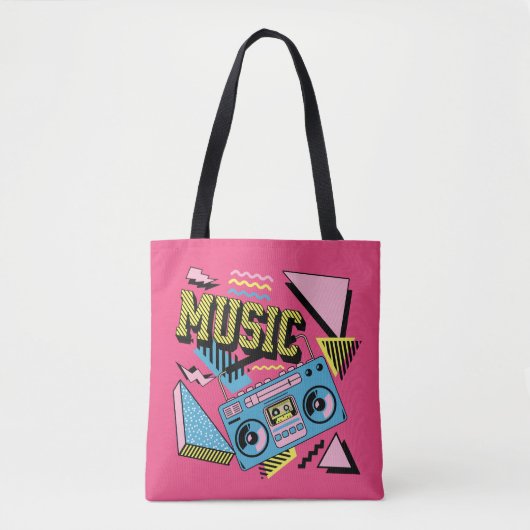 Retro stijl muziek boombox ontwerp tote bag (Voorkant)