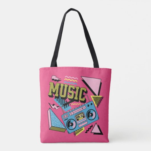 Retro stijl muziek boombox ontwerp tote bag (Achterkant)