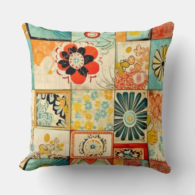 Retro Stijl Naadloos Kussen (Voorkant)