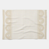 Retro  stijl natuurlijke tan polka dot scallop theedoek (Horizontaal)