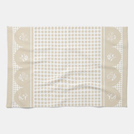 Retro stijl natuurlijke tan polka dot scallop theedoek