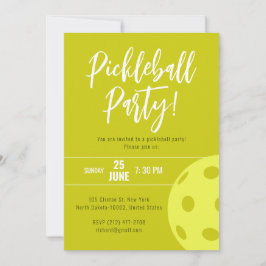 Retro Stijl Neon Geel Thema Pickleball Verjaardag Kaart
