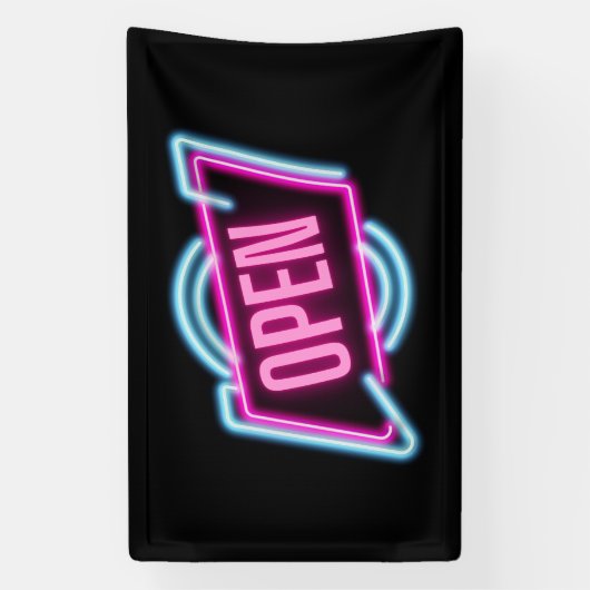 Retro-stijl neon open teken buiten banner (Verticaal)