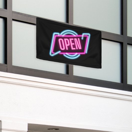 Retro-stijl neon open teken buiten banner (Buitenkant Gebouw)