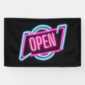 Retro-stijl neon open teken buiten banner (Horizontaal)
