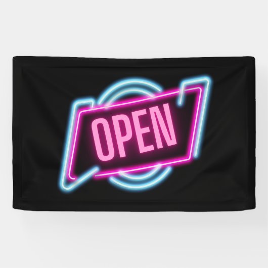 Retro-stijl neon open teken buiten banner (Horizontaal)