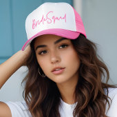 Retro Stijl Neon Roze Bruid Squad Script Trucker Pet