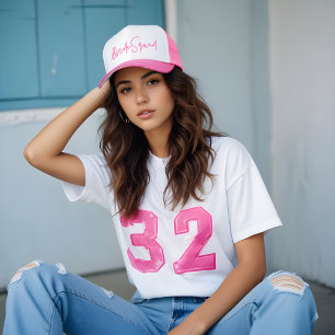 Retro Stijl Neon Roze Bruid Squad Script Trucker Pet
