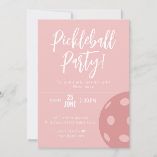 Retro Stijl Neon Roze Thema Pickleball Verjaardag Kaart (Voorkant)