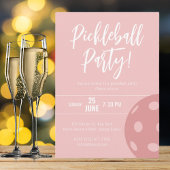 Retro Stijl Neon Roze Thema Pickleball Verjaardag Kaart