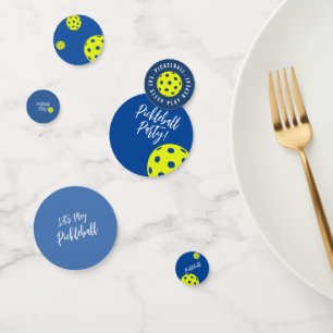 Retro stijl neonblauwe thema pickleball verjaardag confetti