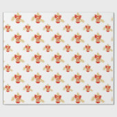 Retro stijl ornamenten in goud en rood cadeaupapier (Vlak)