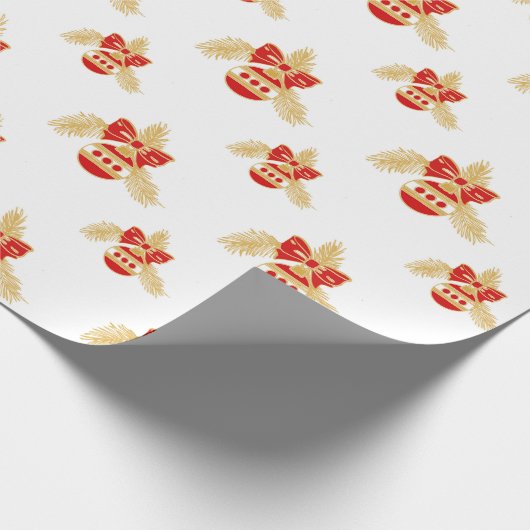 Retro stijl ornamenten in goud en rood cadeaupapier (Hoek)
