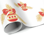 Retro stijl ornamenten in goud en rood cadeaupapier (Rol Hoek)