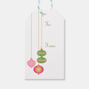 Retro stijl Ornamenten -Roze Cadeaulabel